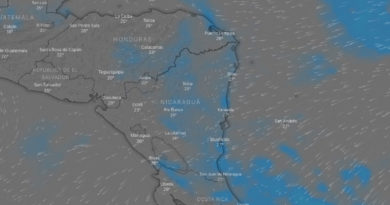 Mapa satélite del clima en Nicaragua