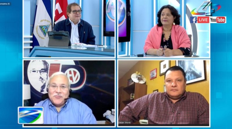 periodistas Tirsa Sáenz, Eliezer Mora y el analista político Adolfo Pastrán