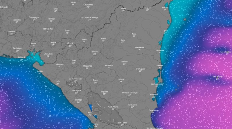 Imagen satelital sobre el clima en Nicaragua