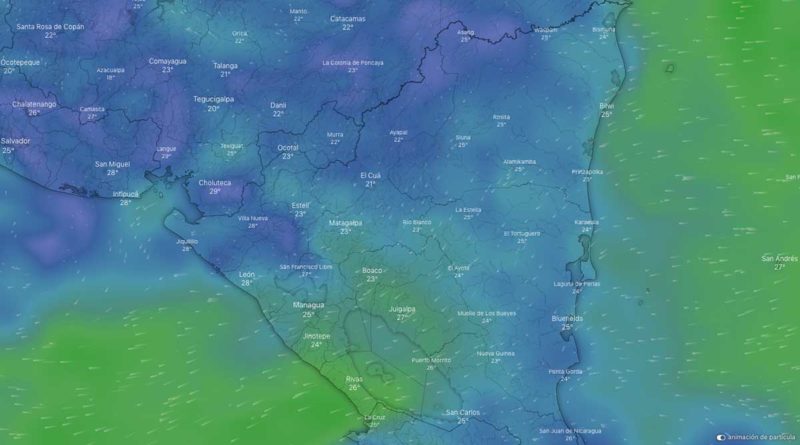 Imagen satelital sobre el clima en Nicaragua