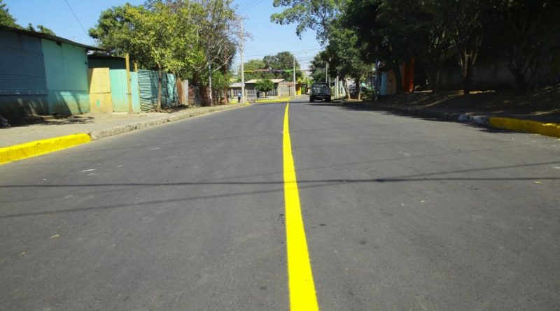 Calle pavimentada por la Alcaldía de Managua en el barrio Primero de Mayo