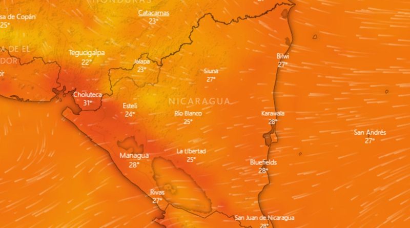 Imagen satelital sobre el clima en Nicaragua