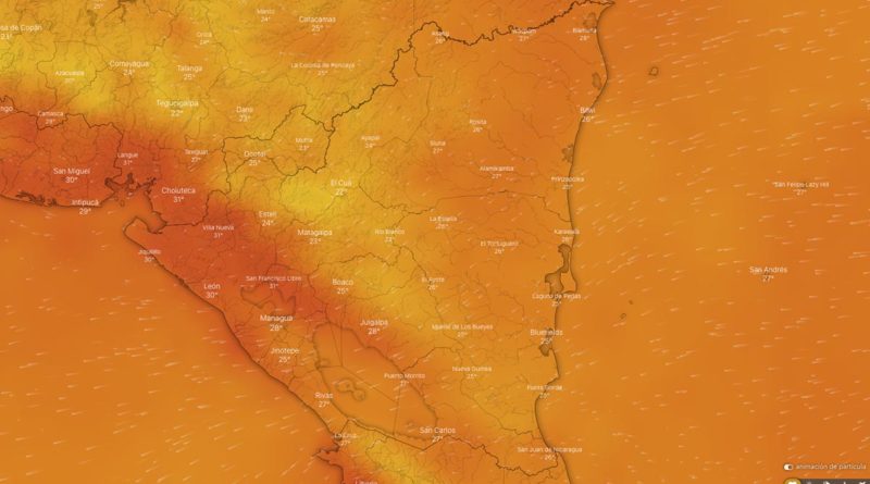 Imagen satelital sobre el clima en Nicaragua