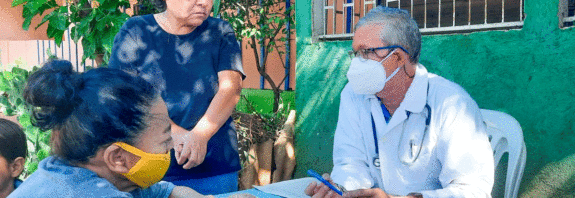Doctor del Ministerio de Salud de Nicaragua brindando consulta médica en el barrio Venezuela, del Distrito IV de Managua