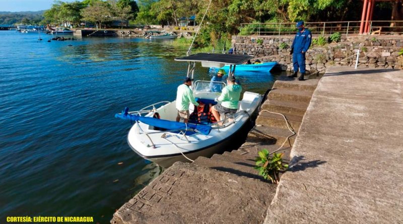 Efectivos militares del Ejército de Nicaragua garantizando el orden en el “I Torneo de Pesca Deportiva Poponjoche 2022”