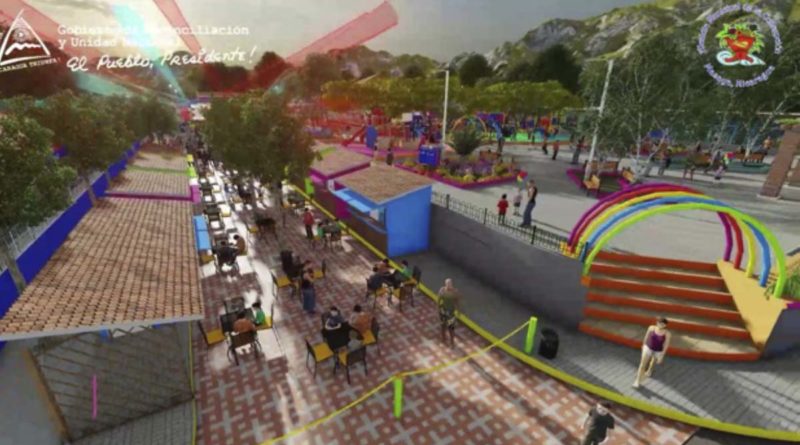 Vista digital de la Calzada de quioscos gastronómicos a construirse en la segunda etapa del parque en La Concepción