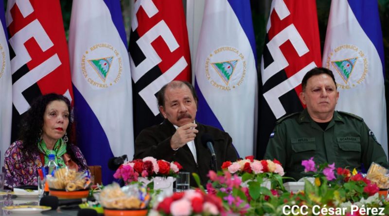 Presidente - Comandante Daniel Ortega, Vicepresidenta de Nicaragua, Compañera Rosario Murillo y Comandante en Jefe, General de Ejército Julio César Avilés Castillo