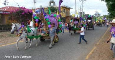 Carretas peregrinas llegando al Santuario Nacional de Jesús del Rescate en Popoyuapa, Rivas