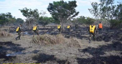 Ejército de Nicaragua durante la sofocación del incendio forestal en Juigalpa