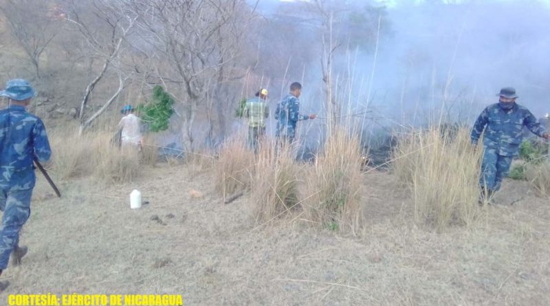 Ejército de Nicaragua durante la sofocación de los incendios agropecuarios en Nagarote