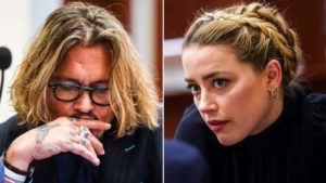 Johnny Depp y Amber Heard, durante el juicio que enfrenta a ambos actores en la corte del condado de Fairfaix (Virginia, EE UU).
