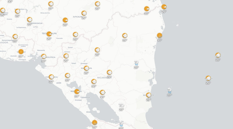 Imagen satelital sobre el clima en Nicaragua