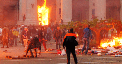 Incendio en la Casa de los Sindicatos en Odessa