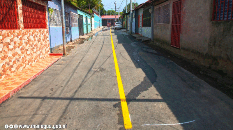 Nuevas calles asfaltadas en el barrio Recreo Sur de Managua