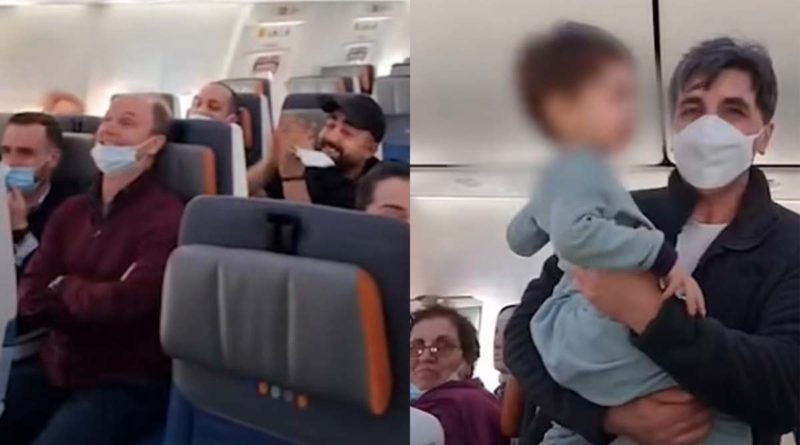 Pasajeros del avión de Dubai le cantaron a un niño la cancion de Baby Shark
