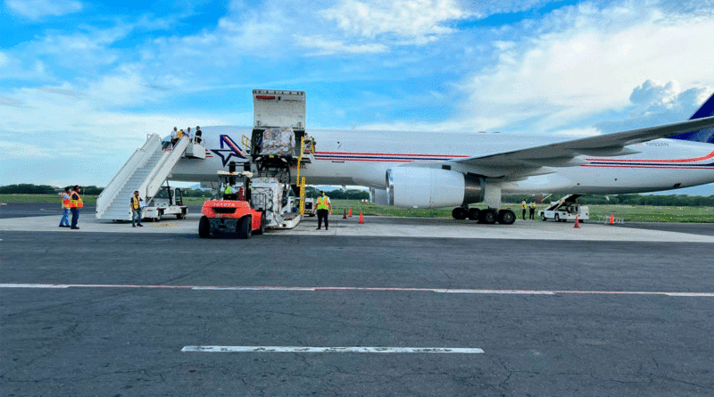 Llegada de las vacunas de AstraZeneca, al Aeropuerto Augusto C. Sandino de Managua, Nicaragua.