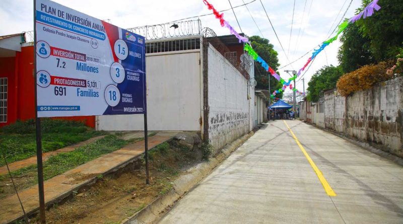 Vista de una de las calles construidas por la Alcaldía de Managua en el barrio Pedro Joaquín Chamorro