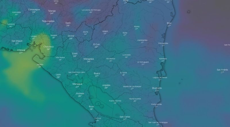 Foto Windy / Imagen satelital sobre el clima en Nicaragua