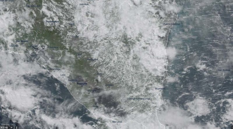 Imagen satelital sobre el clima en Nicaragua