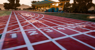 Diseño de pista de atletismo que se ubica dentro del Complejo Deportivo Comandante Carlos Fonseca Amador.
