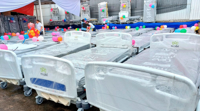 Nuevas camas hospitalarias entregadas por el Ministerio de Salud de Nicaragua a hospitales de todo el país.