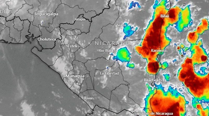 Imagen satelital sobre el clima en Nicaragua