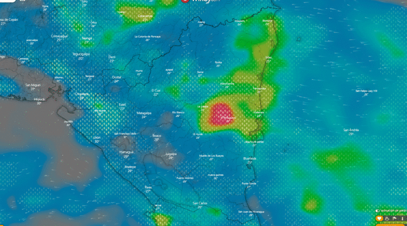 Imagen satelital sobre el clima en Nicaragua