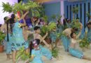 Jóvenes realizan una danza durante el lanzamiento del concurso Universidades Verdes