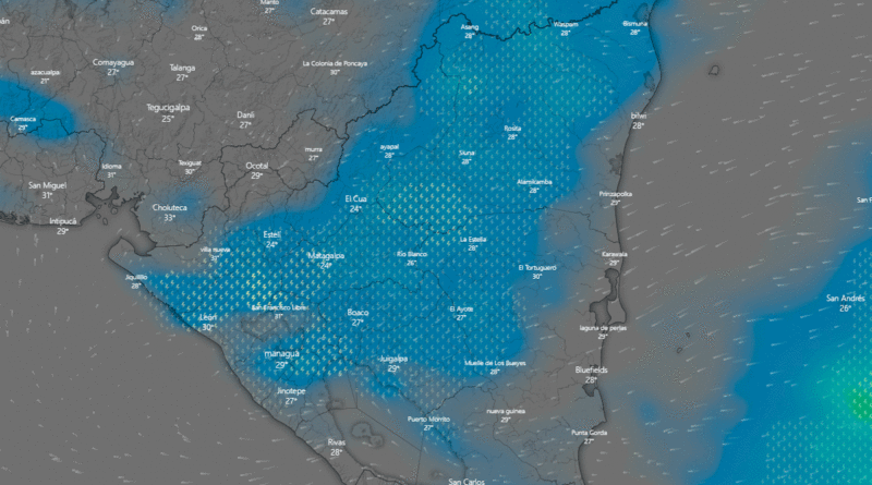 Imagen satelital sobre el clima en Nicaragua