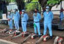 Brigadistas del Ministerio de Salud previo a desarrollar la jornada de fumigación en la colonia Miguel Bonilla