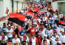 Familias de Juigalpa en Chontales participando en caminata celebrando el 43 aniversario del triunfo de la Revolución Popular Sandinista.