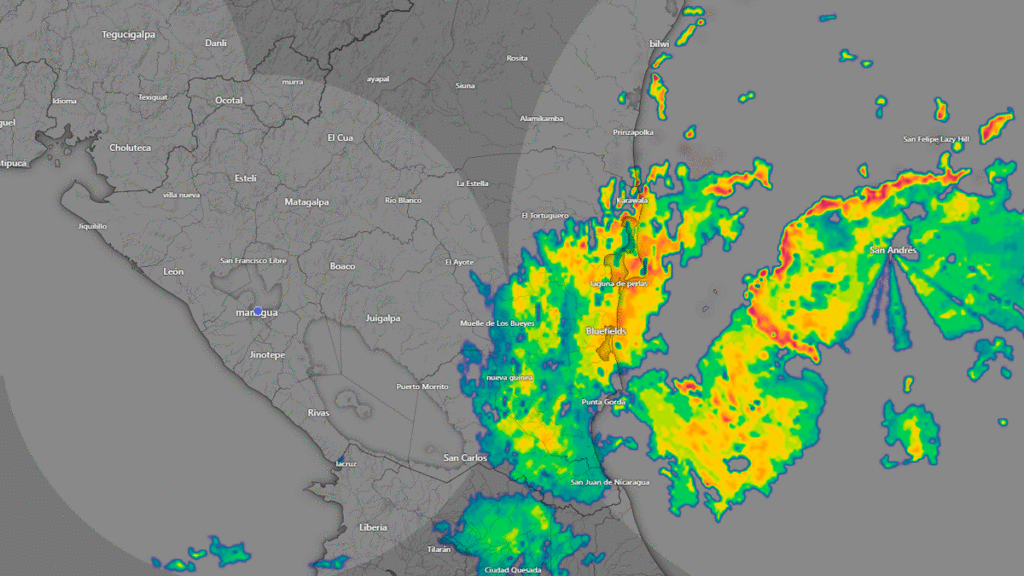 Imagen satelital sobre el clima en Nicaragua