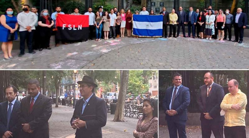 Celebración del 43 aniversario de la Revolución Sandinista en el Parque Dag Hammarskjöld Plaza de Nueva York, Estados Unidos.