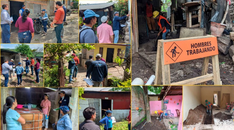 Trabajadores de ENACAL realizando obras a familias de La Trinidad.