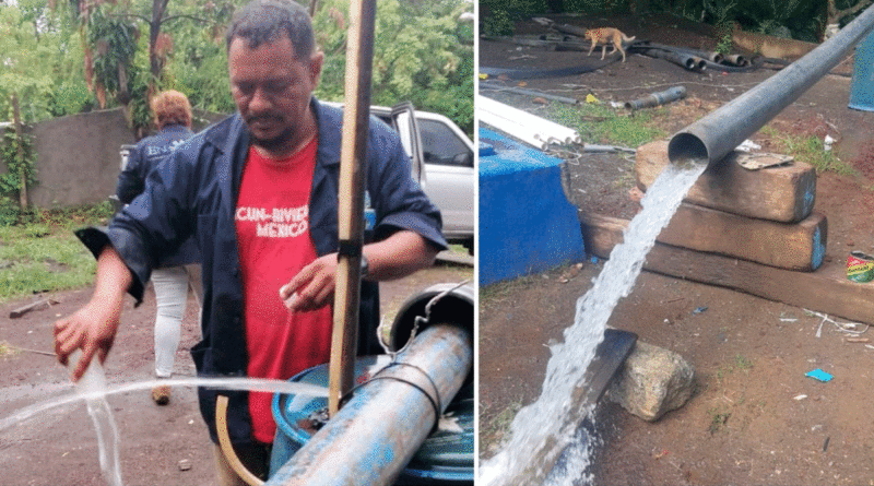 Pruebas del caudal y calidad del agua en el nuevo pozo en la Comarca Las Viudas de Managua