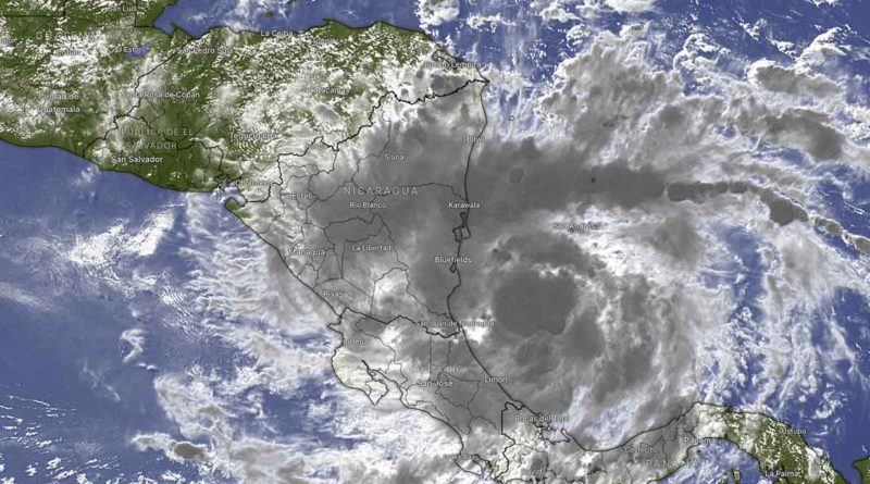 Imagen satelital sobre el fenómeno meteorológico en Nicaragua