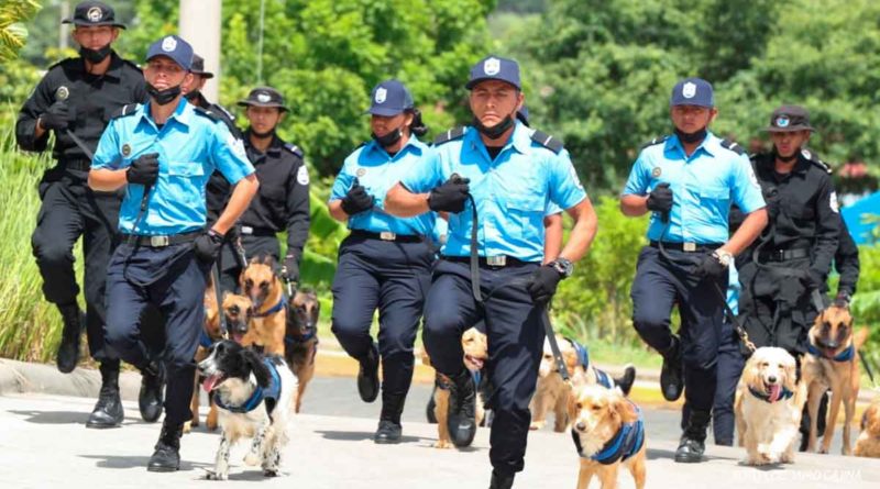 Oficiales de la Dirección de Operaciones Especiales de la Policía Nacional graduados del XII Curso de Técnica Canina