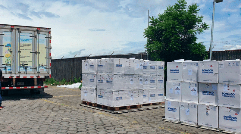 Vacunas Pfizer donadas por el gobierno de Letonia a Nicaragua