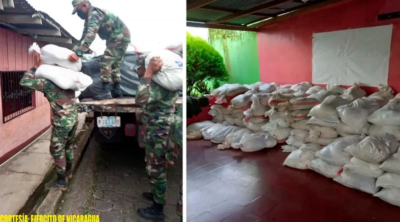 ejercito de nicaragua, san carlos, paquetes alimentos, rio san juan