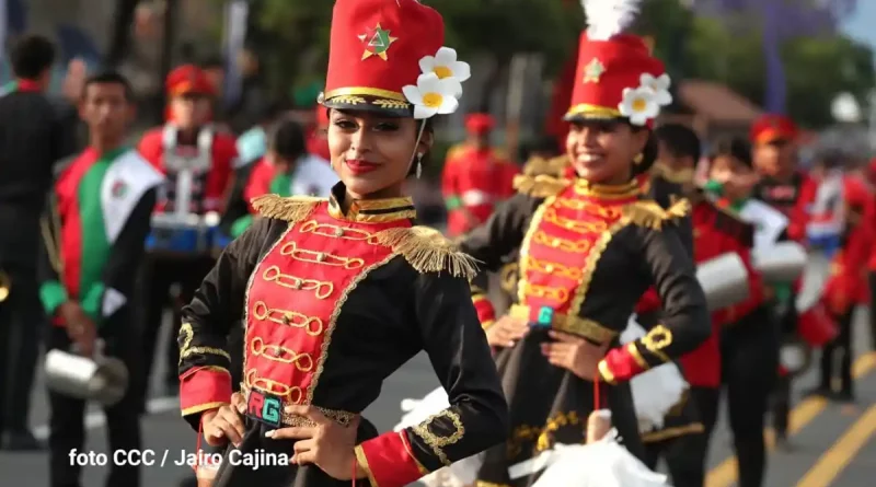 desfile patrio, avenida bolivar, chavez, septiempre 2022, daniel ortega, rosario murillo, discurso, juramento bandera nicaragua