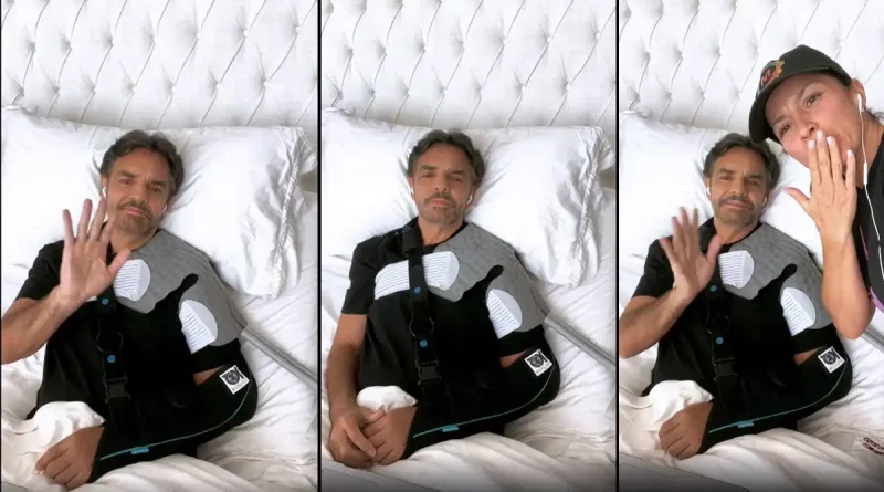 actor, Eugenio, Derbez, comediante, accidente, recuperación, video, lesiones, cama, Alessandra, Rosaldo, esposa, hombro, brazo, izquierdo