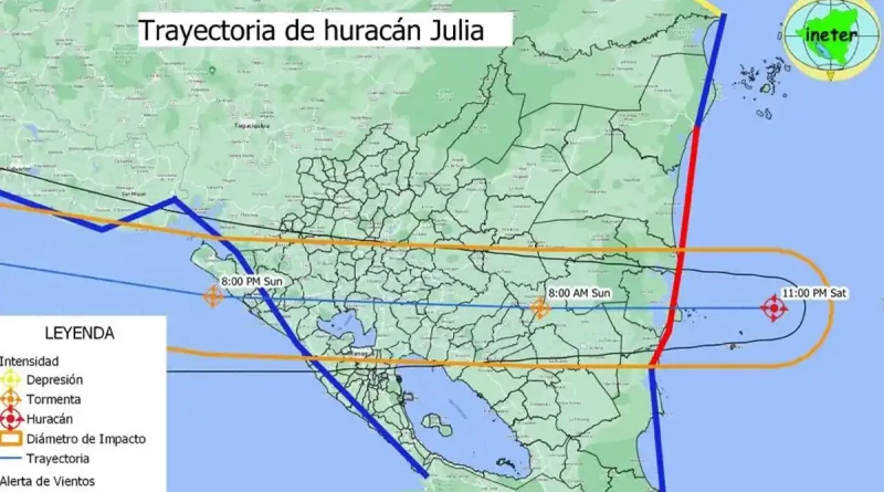 huracan julia, nicaragua, ineter, lluvias,