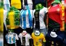 comercio, economico, productos, alusivos, mundial, fútbol, productos, deportivos, camisas, mercado,