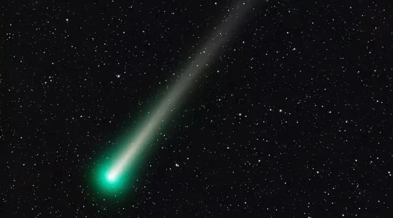 cometa, verde, cerca, Tierra, punto, cada, pasa, 50, mil, años, cielo, nocturno, primera, vez, NASA, visible, verlo, mira, único,