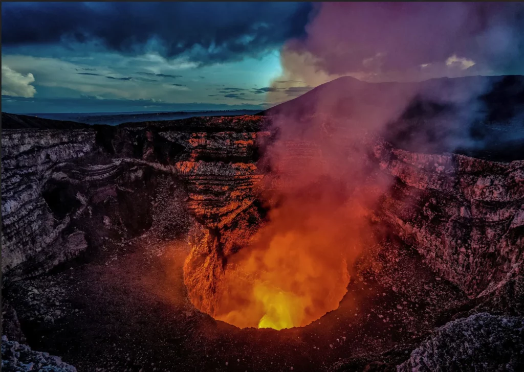 foto, volcán, masaya, cráter 