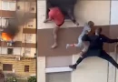 incendio, España, salva, rescata, familia, hombre, vecino, ventana, héroe, segundo, piso, llamas, fuego, calor, Sevilla