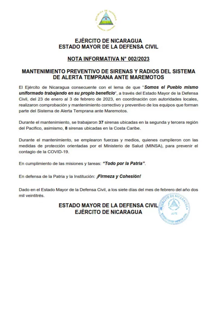 sirenas, sistema, alerta, temprana, defensa civil, nicaragua