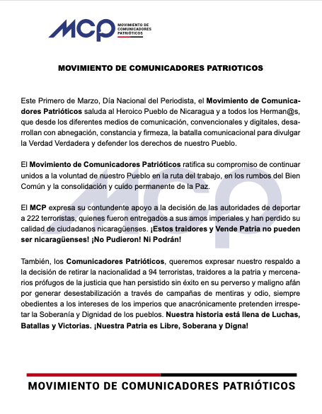 proclama, movimiento, comunicadores, patrioticos, nicaragua, periodistas, dia nacional