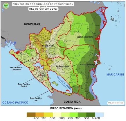 mapa nicaragua, ineter, clima