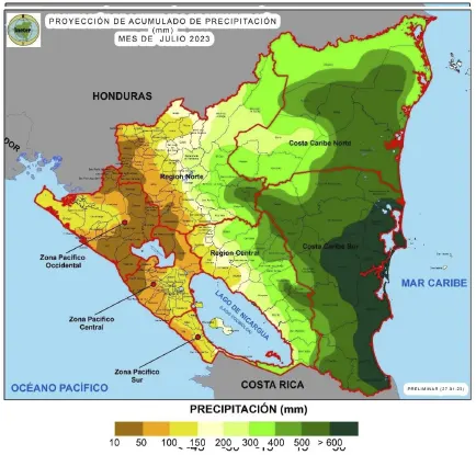 mapa nicaragua, ineter, clima